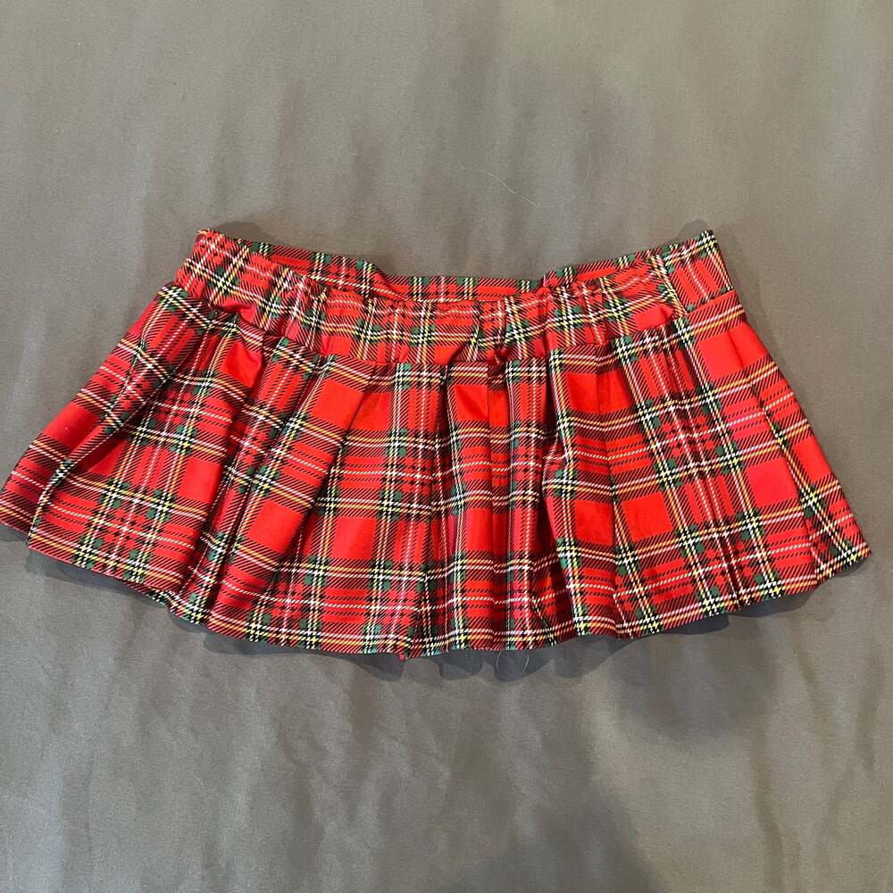 Dreamgirl Red Plaid Pleated School Girl Mini Skirt One Size Fits Most Sexy